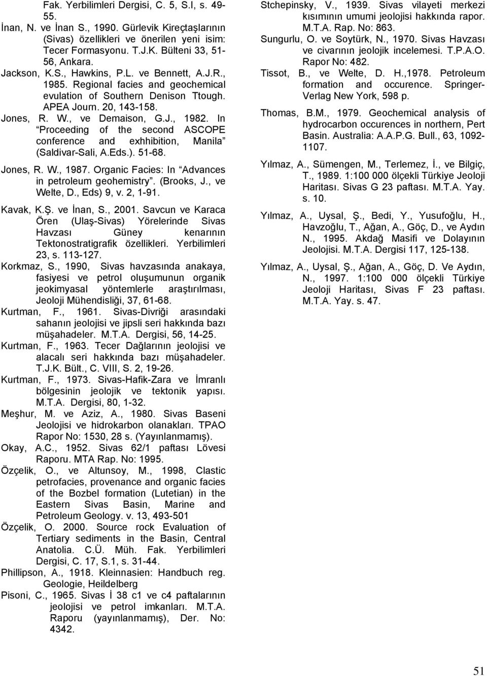 In Proceeding of the second ASCOPE conference and exhhibition, Manila (Saldivar-Sali, A.Eds.). 51-68. Jones, R. W., 1987. Organic Facies: In Advances in petroleum geohemistry. (Brooks, J.