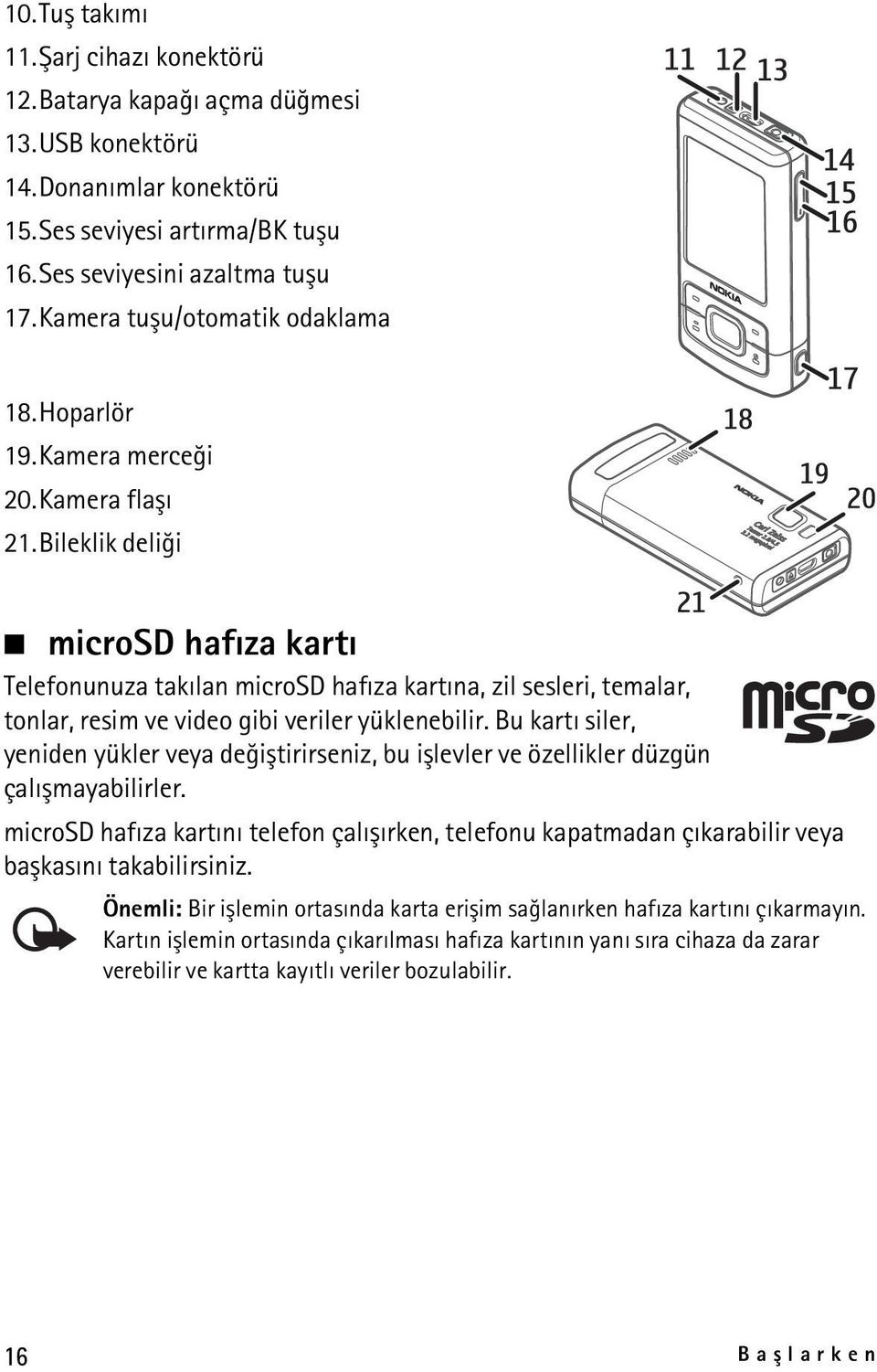 Bileklik deliði microsd hafýza kartý Telefonunuza takýlan microsd hafýza kartýna, zil sesleri, temalar, tonlar, resim ve video gibi veriler yüklenebilir.