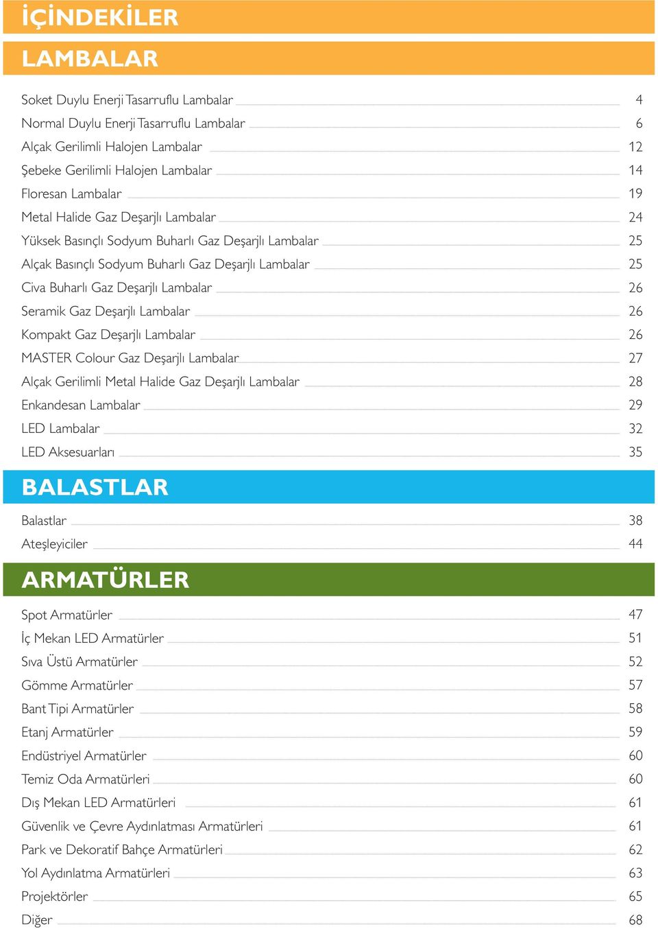 MASTER Colour Gaz Deşarjlı Lambalar Alçak li Metal Halide Gaz Deşarjlı Lambalar Enkandesan Lambalar LED Lambalar LED Aksesuarları BALASTLAR Balastlar Ateşleyiciler 4 6 12 14 19 24 25 25 26 26 26 27