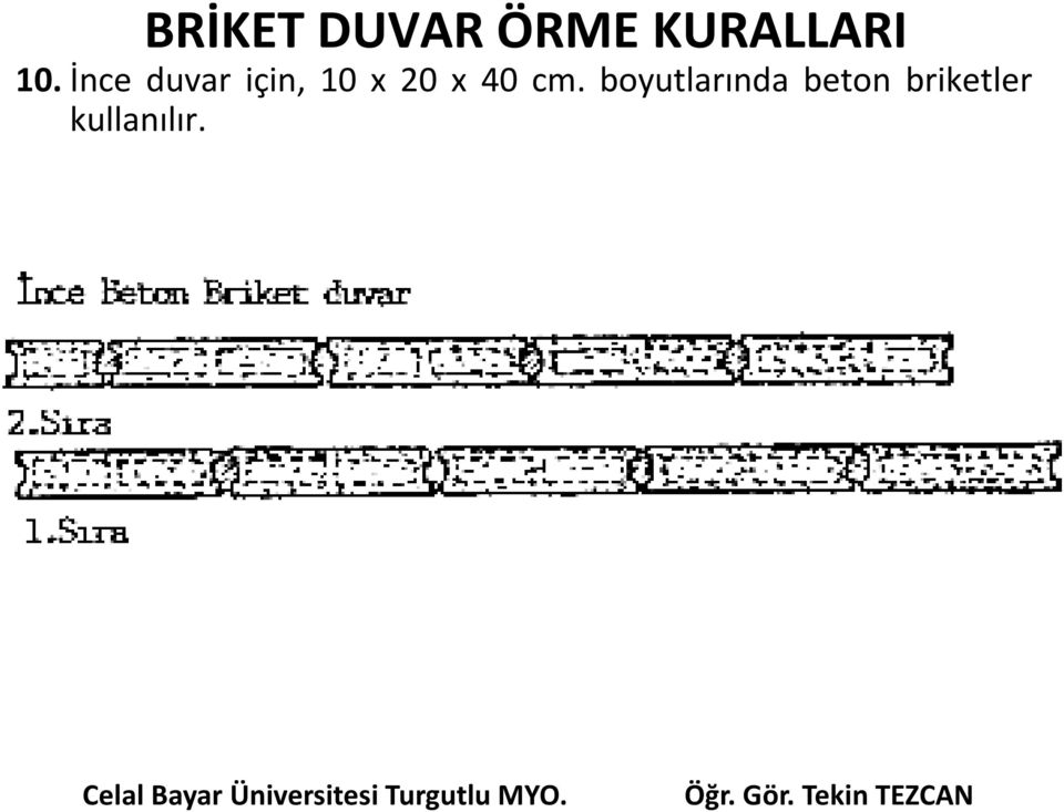 İnce duvar için, 10 x 20 x