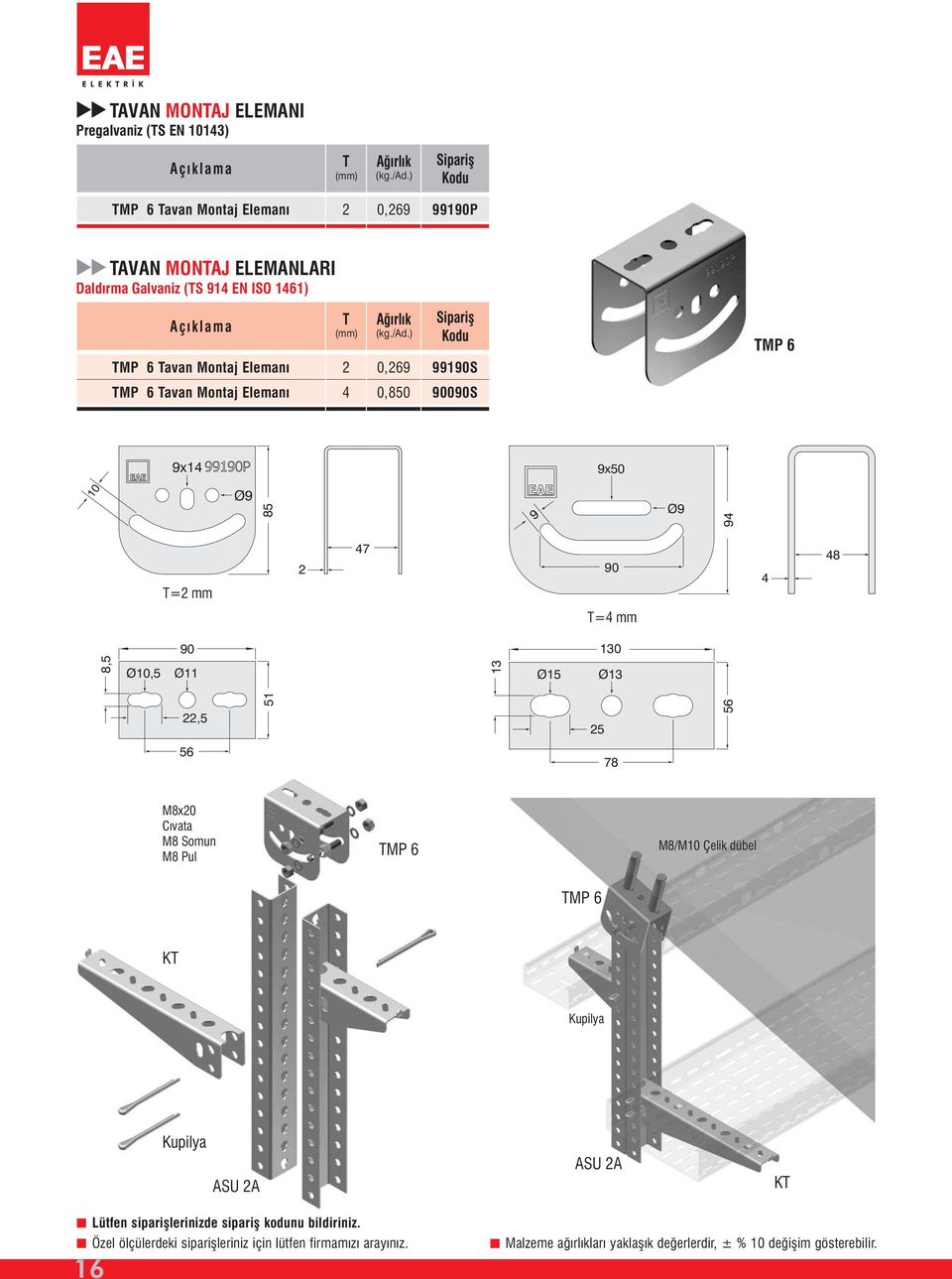 9x1 9x 10 Ø9 85 9 Ø9 9 = mm 7 90 8 = mm 90 10 8,5 Ø10,5 Ø11 1 Ø15 Ø1,5 51 5 56 56 78 M8x0 Cıvata M8 Somun