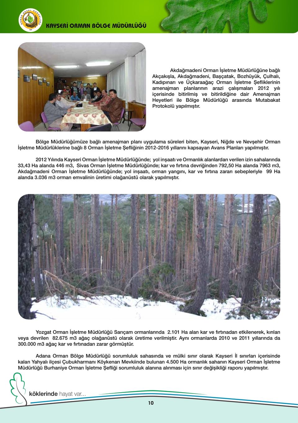 Bölge Müdürlüğümüze bağlı amenajman planı uygulama süreleri biten, Kayseri, Niğde ve Nevşehir Orman İşletme Müdürlüklerine bağlı 8 Orman İşletme Şefliğinin 2012-2016 yıllarını kapsayan Avans Planları