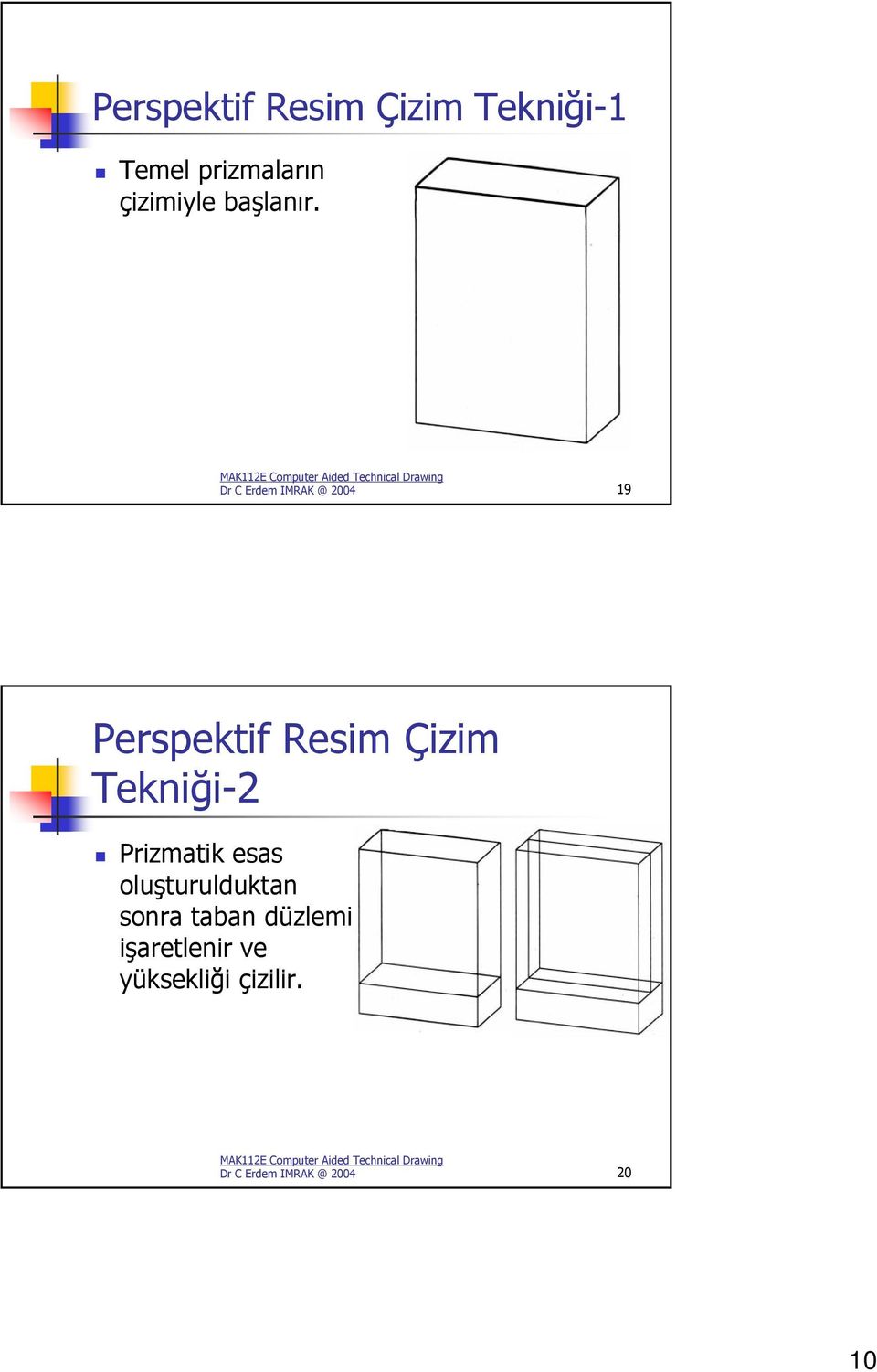 Dr C Erdem IMRAK @ 2004 19 Perspektif Resim Çizim Tekniği-2