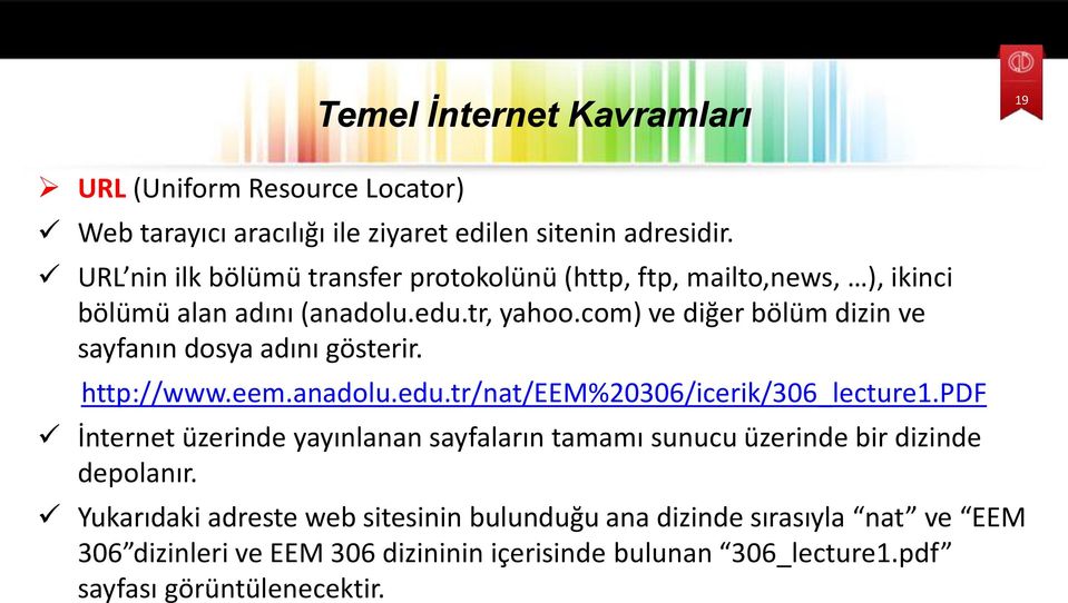 com) ve diğer bölüm dizin ve sayfanın dosya adını gösterir. http://www.eem.anadolu.edu.tr/nat/eem%20306/icerik/306_lecture1.