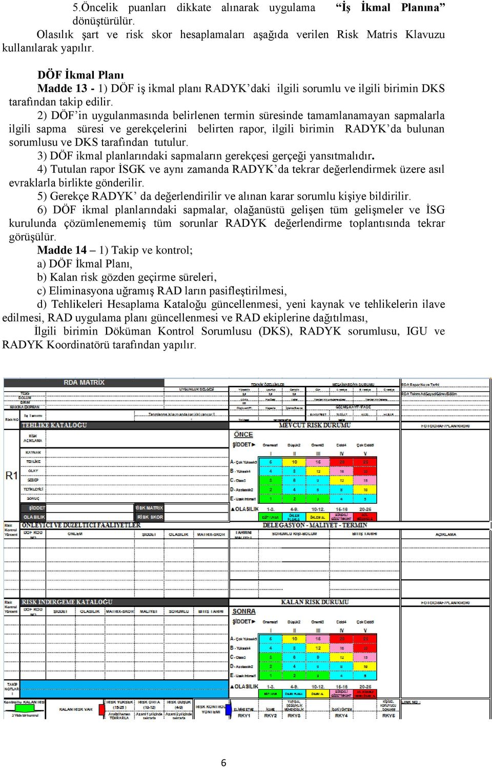 2) DÖF in uygulanmasında belirlenen termin süresinde tamamlanamayan sapmalarla ilgili sapma süresi ve gerekçelerini belirten rapor, ilgili birimin RADYK da bulunan sorumlusu ve DKS tarafından tutulur.