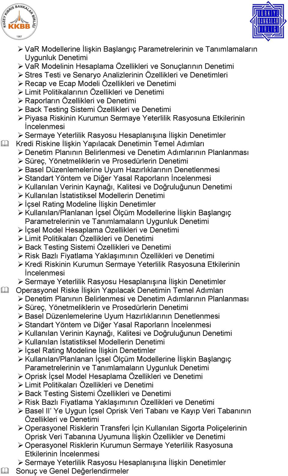 Kurumun Sermaye Yeterlilik Rasyosuna Etkilerinin İncelenmesi Sermaye Yeterlilik Rasyosu Hesaplanışına İlişkin Denetimler Kredi Riskine İlişkin Yapılacak Denetimin Temel Adımları Denetim Planının