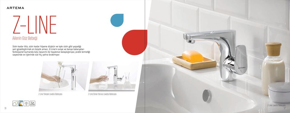 Z-Line ın eviye ve banyo bataryaları fonksiyonel kumanda kolu tasarımı ile hayatınızı