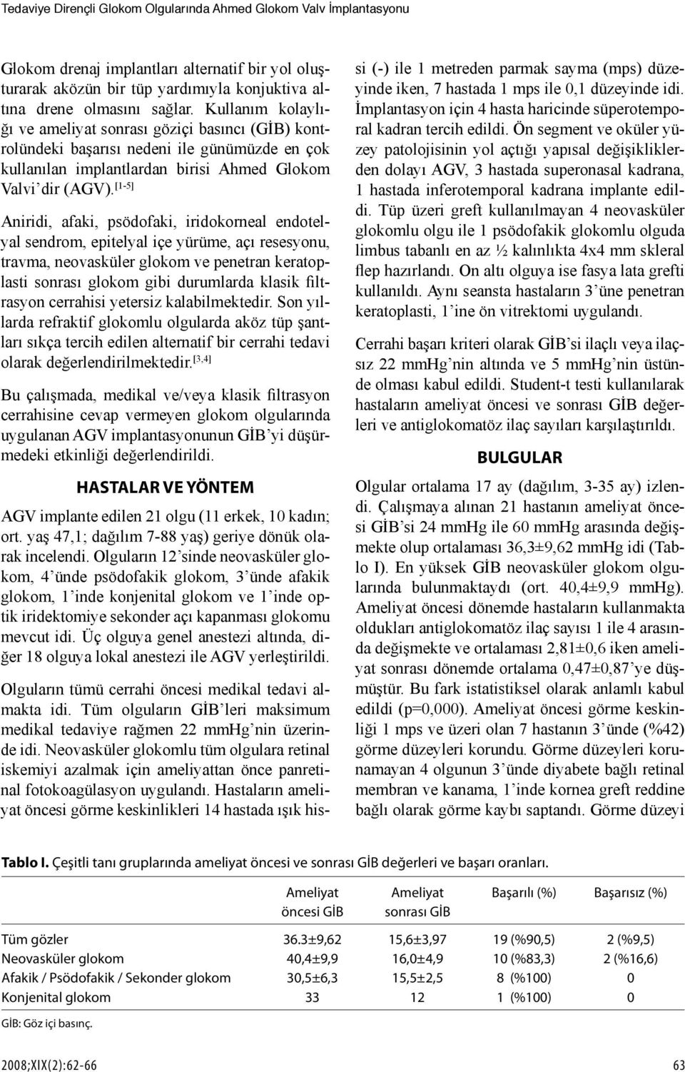 [1-5] Aniridi, afaki, psödofaki, iridokorneal endotelyal sendrom, epitelyal içe yürüme, açı resesyonu, travma, neovasküler glokom ve penetran keratoplasti sonrası glokom gibi durumlarda klasik