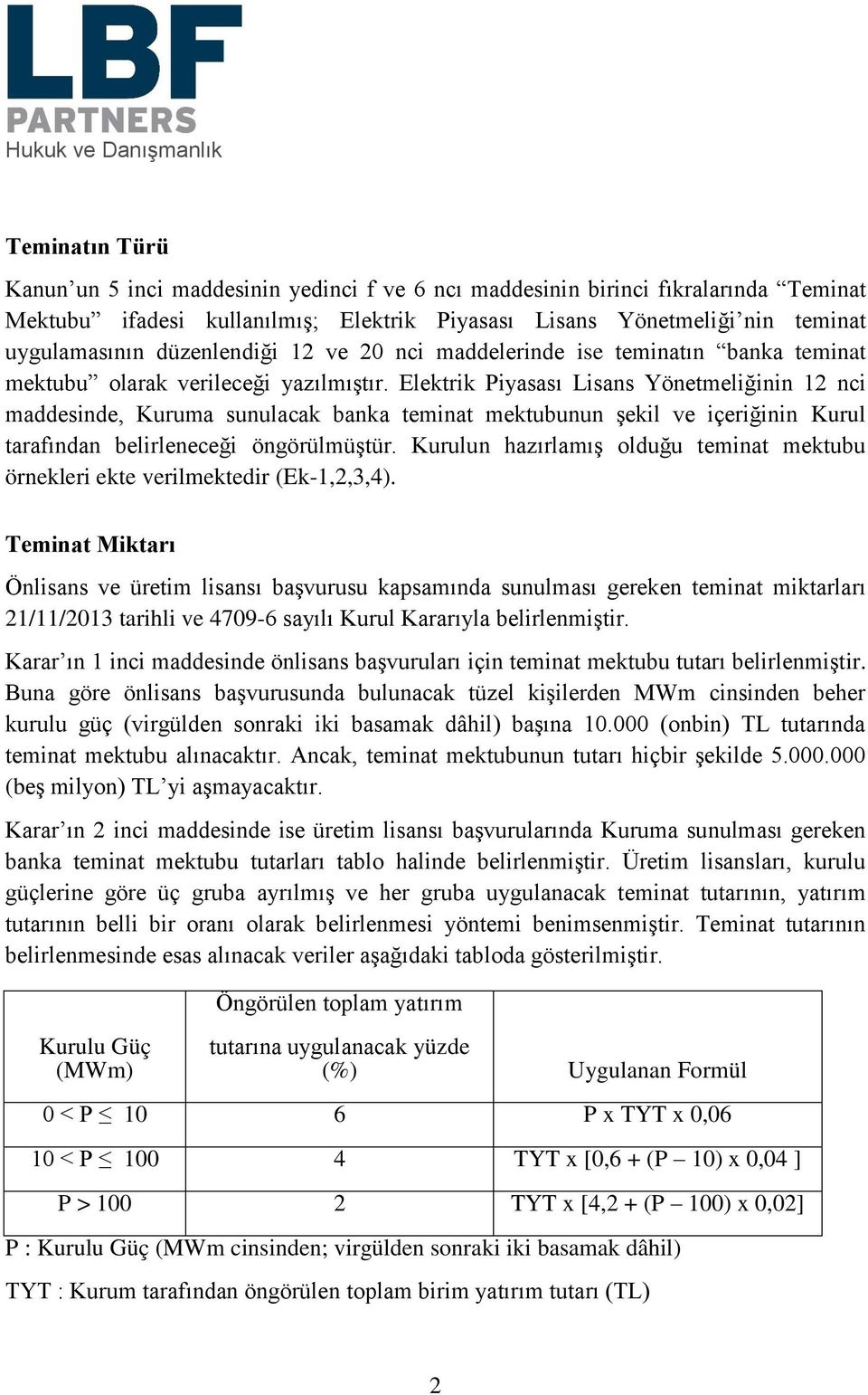 Elektrik Piyasası Lisans Yönetmeliğinin 12 nci maddesinde, Kuruma sunulacak banka teminat mektubunun şekil ve içeriğinin Kurul tarafından belirleneceği öngörülmüştür.