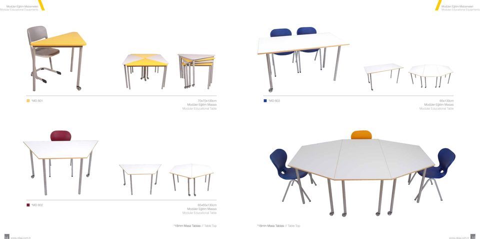 803 65x130cm Modüler Eğitim Masası Modular Educational Table *MD 802 65x65x130cm Modüler