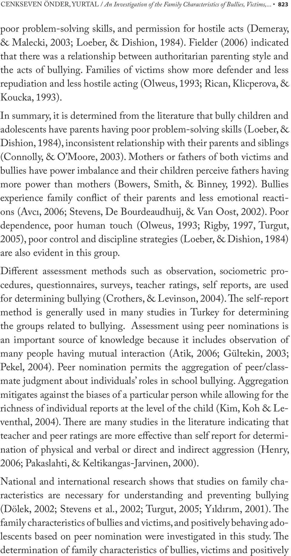 Fielder (2006) indicated that there was a relationship between authoritarian parenting style and the acts of bullying.