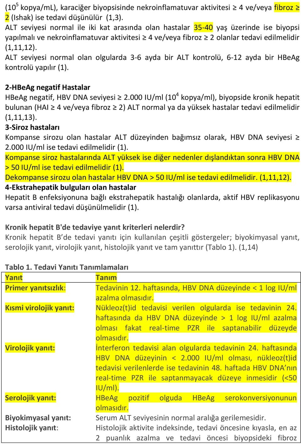 ALT seviyesi normal olan olgularda 3-6 ayda bir ALT kontrolü, 6-12 ayda bir HBeAg kontrolü yapılır (1). 2-HBeAg negatif Hastalar HBeAg negatif, HBV DNA seviyesi 2.