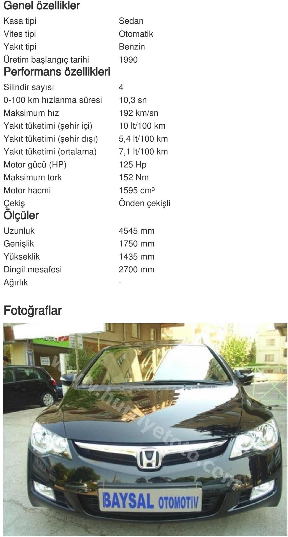 tüketimi (ortalama) Motor gücü (HP) Maksimum tork Motor hacmi Çekiş Ölçüler Uzunluk Genişlik Yükseklik Dingil mesafesi Ağırlık