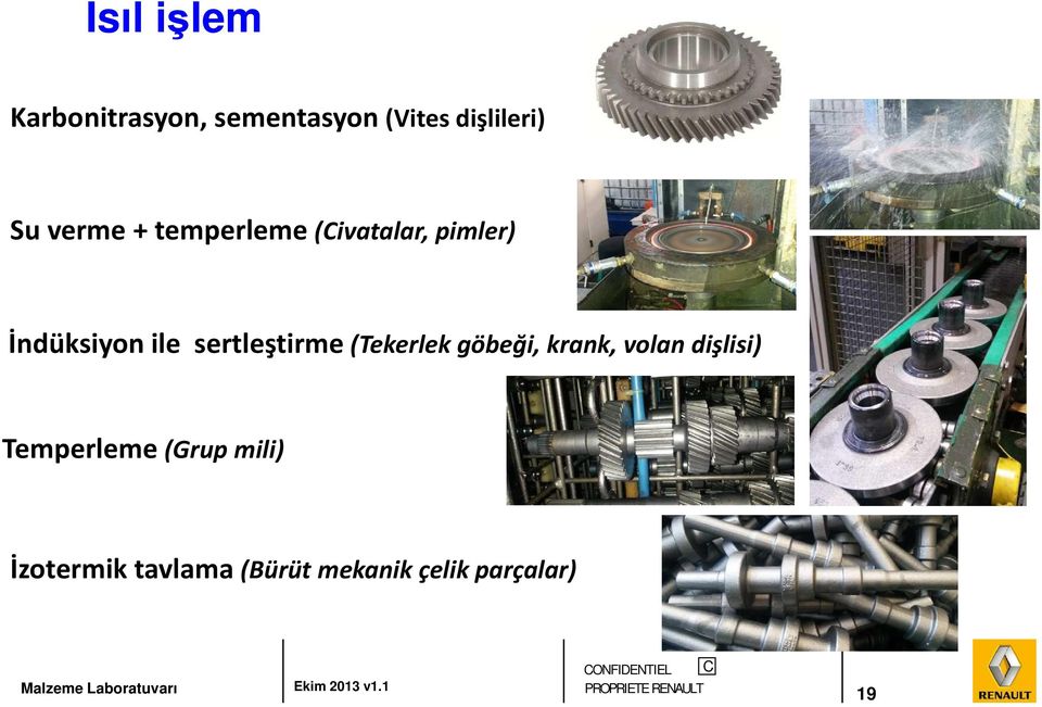 sertleştirme (Tekerlek göbeği, krank, volan dişlisi)