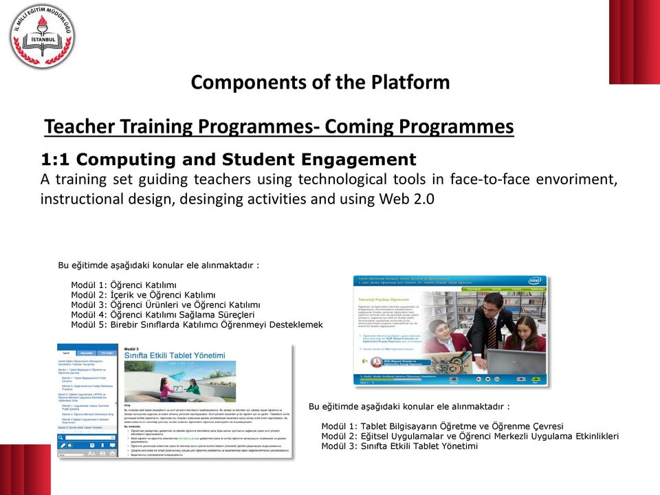 0 Bu eğitimde aşağıdaki konular ele alınmaktadır : Modül 1: Öğrenci Katılımı Modül 2: İçerik ve Öğrenci Katılımı Modül 3: Öğrenci Ürünleri ve Öğrenci Katılımı Modül 4: Öğrenci