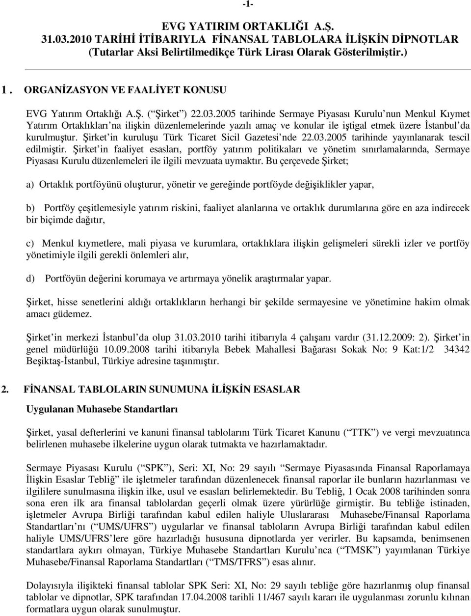 irket in kuruluu Türk Ticaret Sicil Gazetesi nde 22.03.2005 tarihinde yayınlanarak tescil edilmitir.