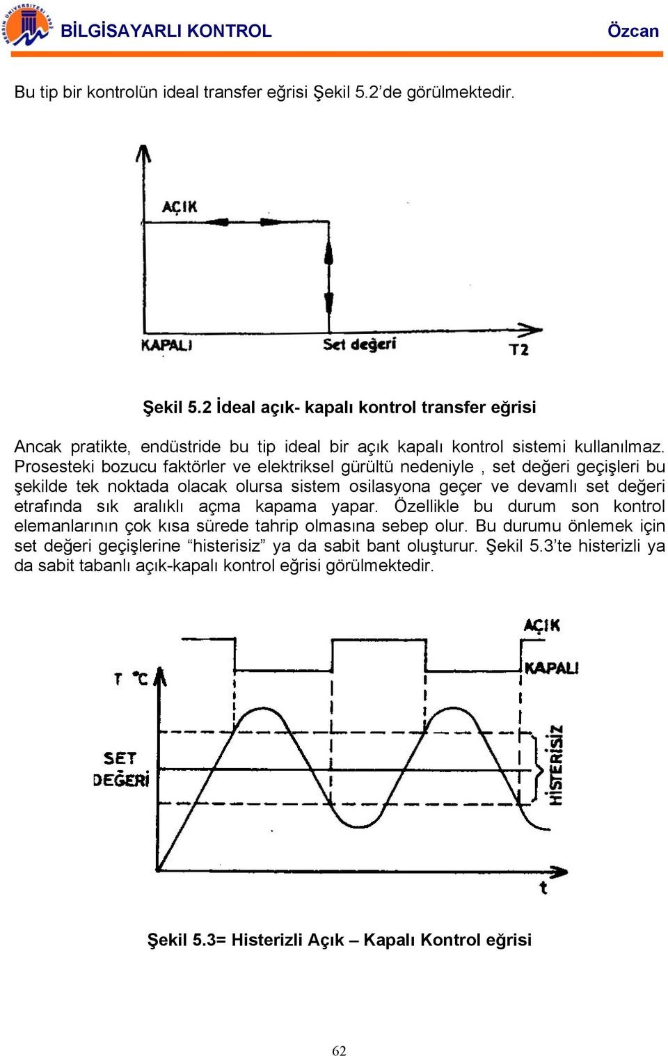 aralıklı açma kapama yapar. Özellikle bu durum son kontrol elemanlarının çok kısa sürede tahrip olmasına sebep olur.