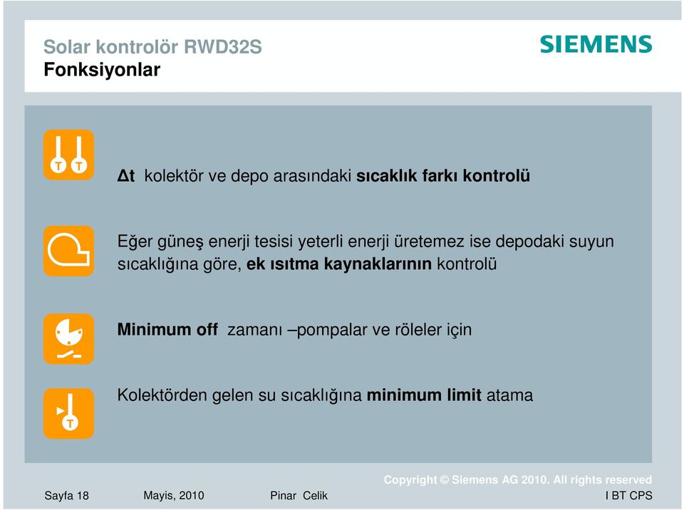 göre, ek ısıtma kaynaklarının kontrolü Minimum off zamanı pompalar ve röleler