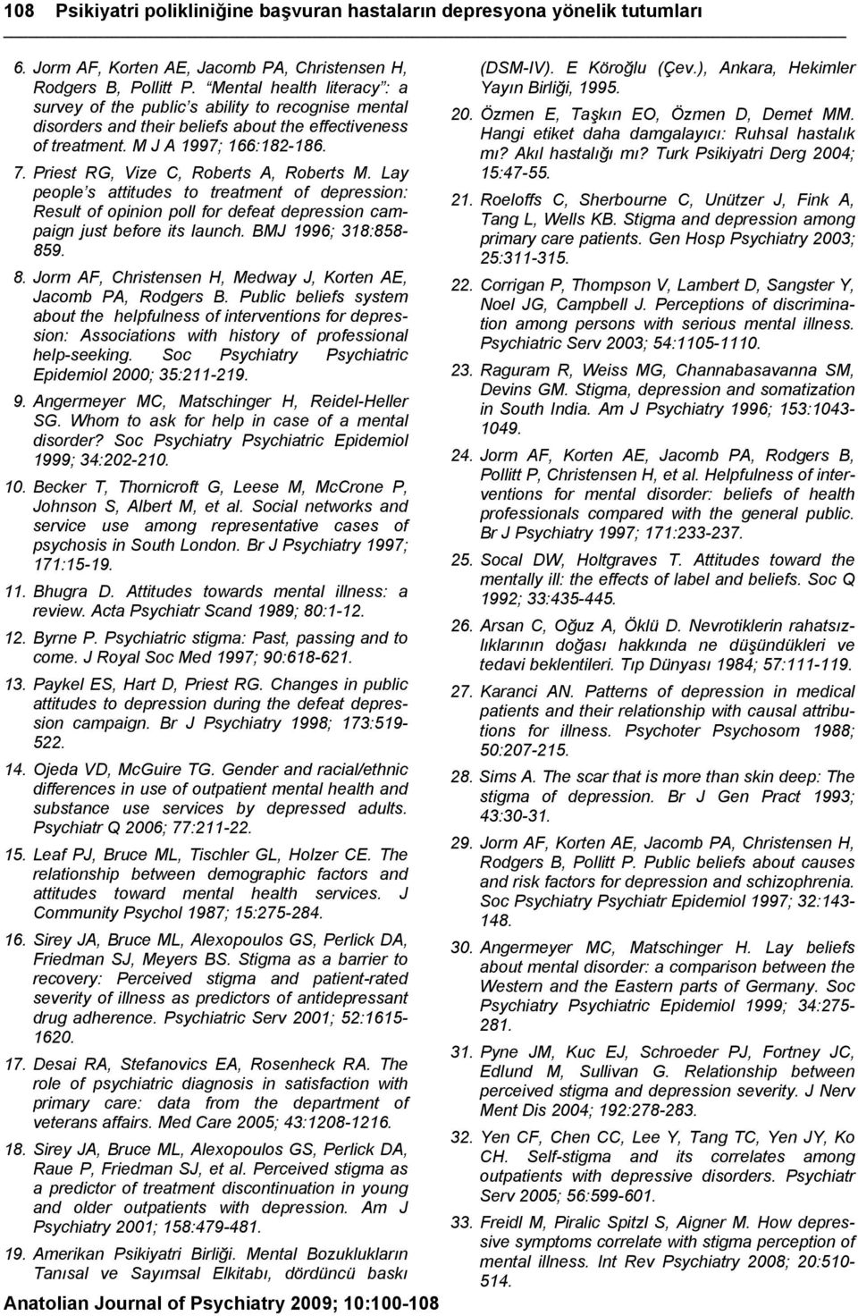 Priest RG, Vize C, Roberts A, Roberts M. Lay people s attitudes to treatment of depression: Result of opinion poll for defeat depression campaign just before its launch. BMJ 1996; 318:858-859. 8.