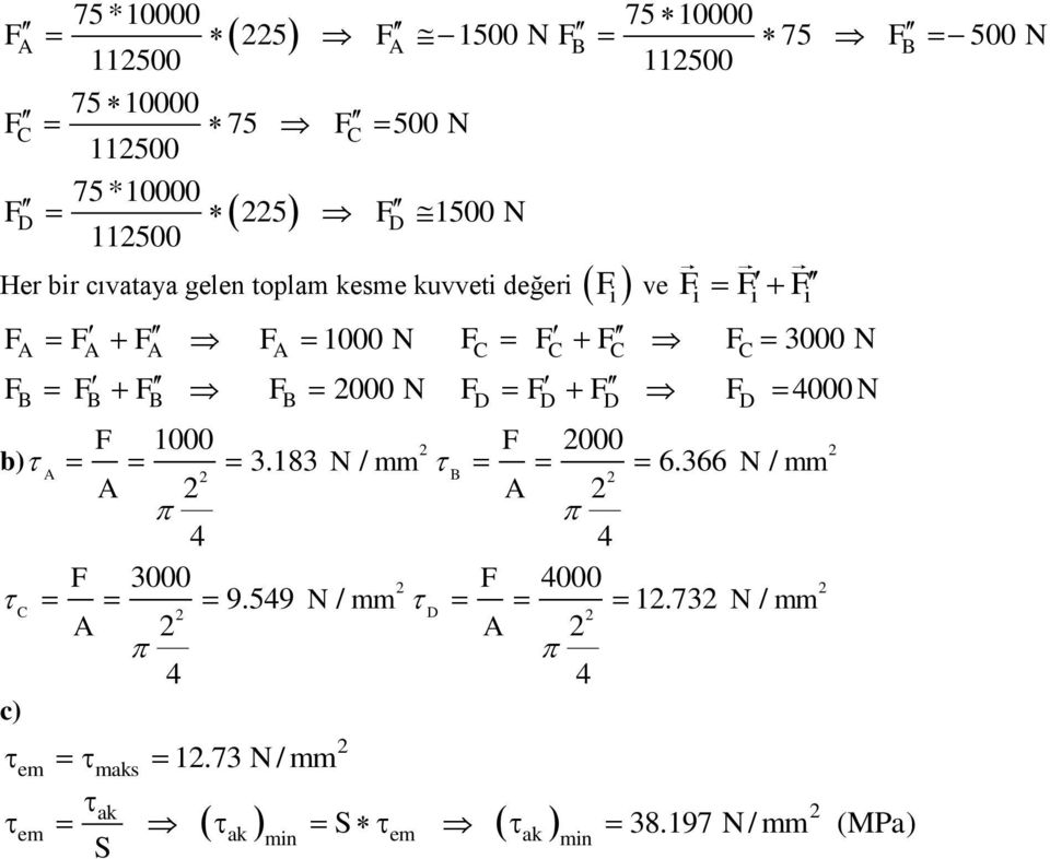 3000 N C C C C 000 N 1000 000 b) 3.183 N / mm 6.366 N / mm B 3000 000 9.