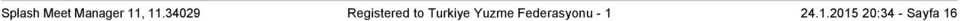 00 Seri 8 of 14 1 Berkay Tay 04 Konya Gençlik Spor 1:32.00 2 Mert Aktas 04 İzmir Takev 1:31.00 3 Yagiz Akin 04 Izmir Dokuz Eylül Üniverstesi 1:30.00 4 Efe Erçelen 05 İstanbul Anabilim S.K. 1:30.00 5 Çagri Karakoç 03 Sakarya Altinkulaç Yüzme S.