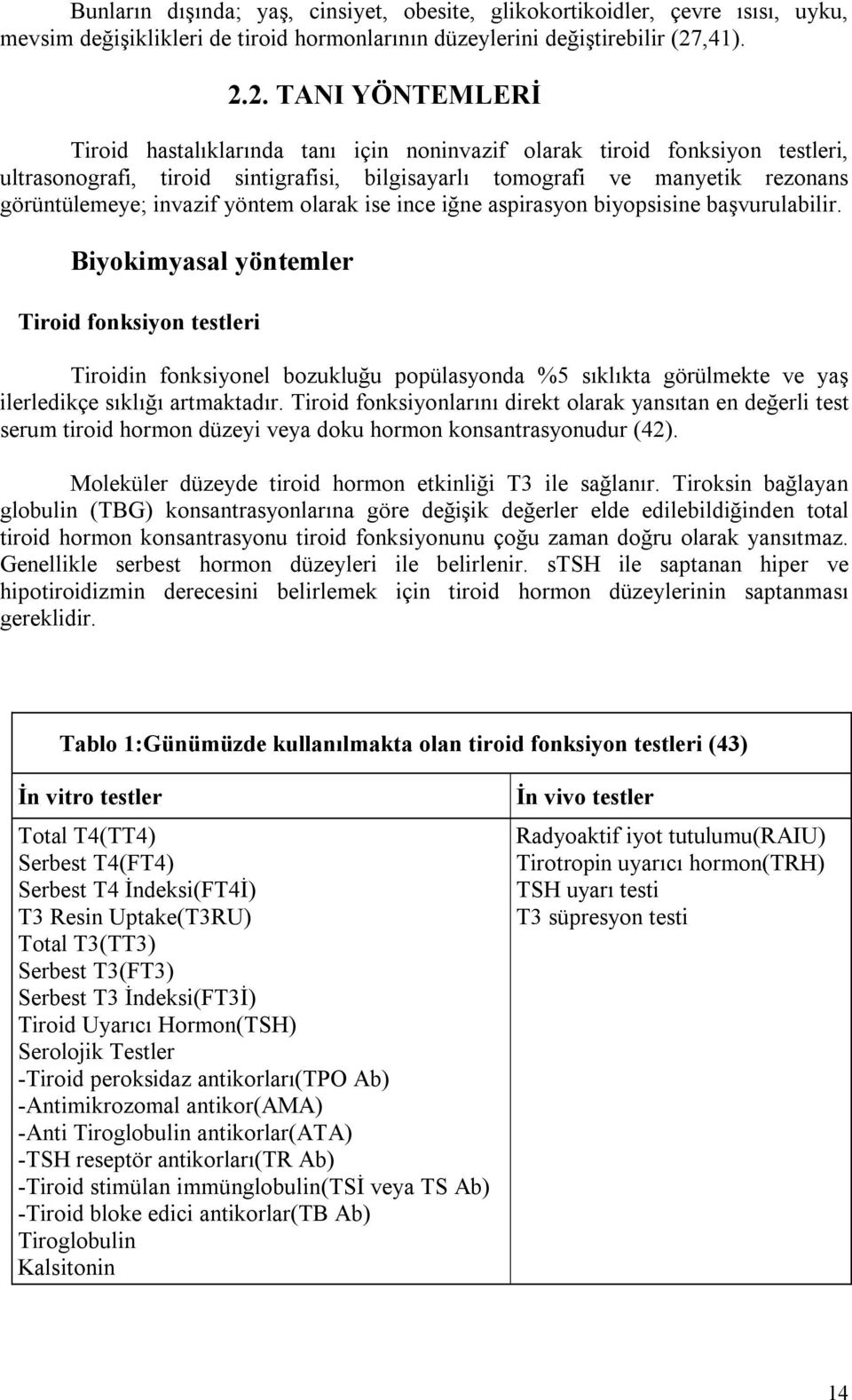 2. TANI YÖNTEMLERİ Tiroid hastalıklarında tanı için noninvazif olarak tiroid fonksiyon testleri, ultrasonografi, tiroid sintigrafisi, bilgisayarlı tomografi ve manyetik rezonans görüntülemeye;