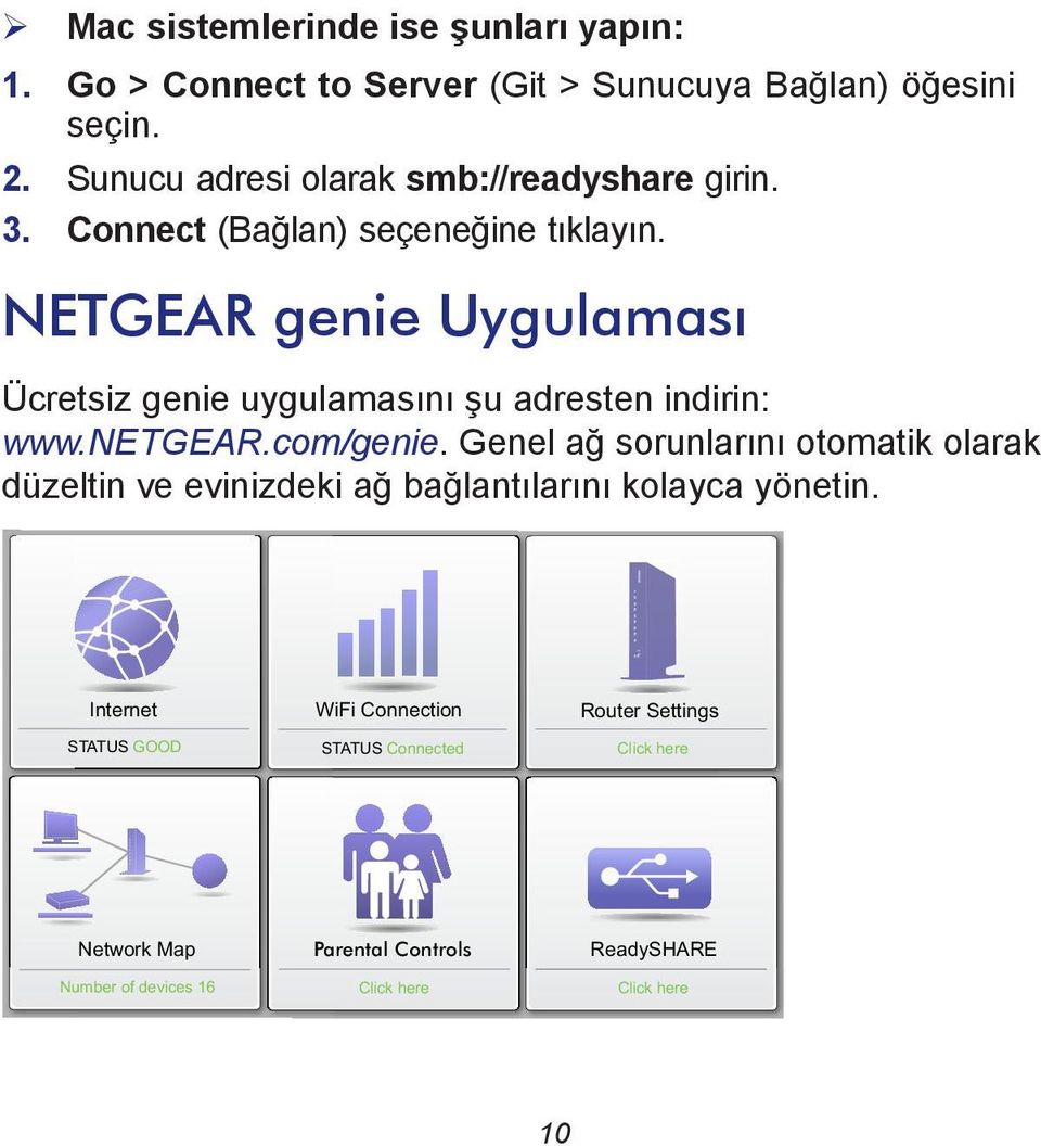 NETGEAR genie Uygulaması Ücretsiz genie uygulamasını şu adresten indirin: www.netgear.com/genie.