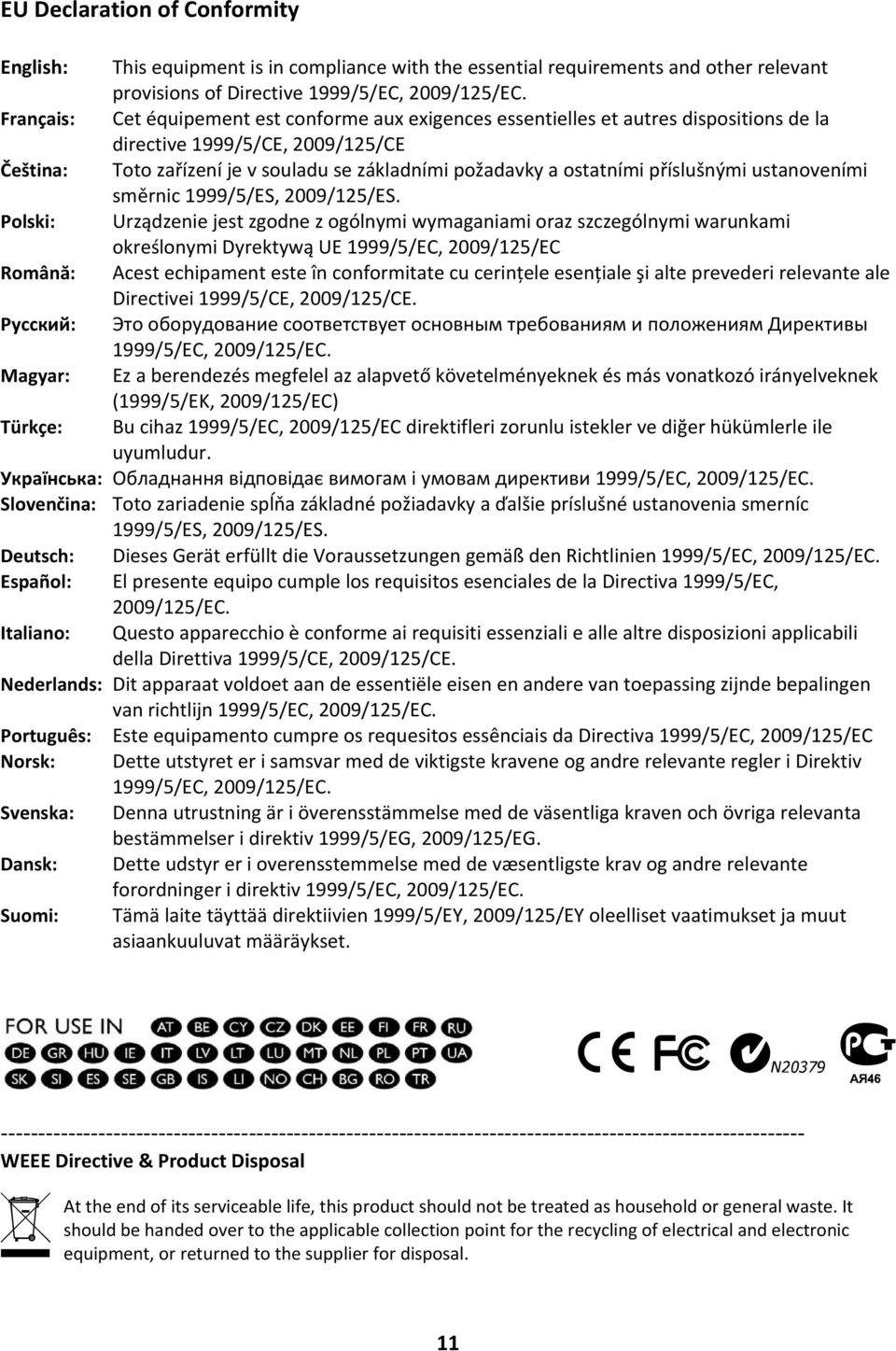 příslušnými ustanoveními směrnic 1999/5/ES, 2009/125/ES.