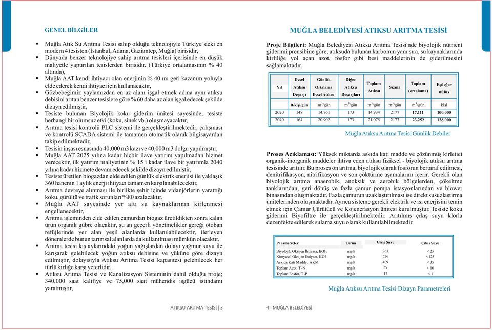 (Türkiye ortalamasının % 40 altında), Muğla AAT kendi ihtiyacı olan enerjinin % 40 ını geri kazanım yoluyla elde ederek kendi ihtiyacı için kullanacaktır, Gözbebeğimiz yaylamızdan en az alanı işgal