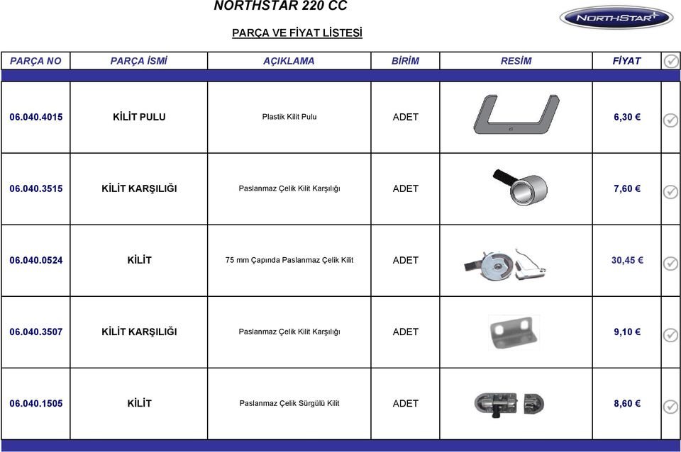 040.1505 KİLİT Paslanmaz Çelik Sürgülü Kilit 8,60