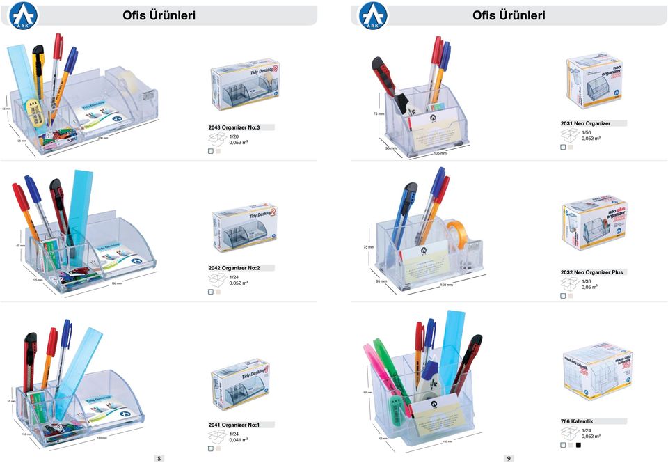 Organizer No:2 1/24 95 mm 150 mm 2032 Neo Organizer Plus 1/36 0,05 m 100 mm