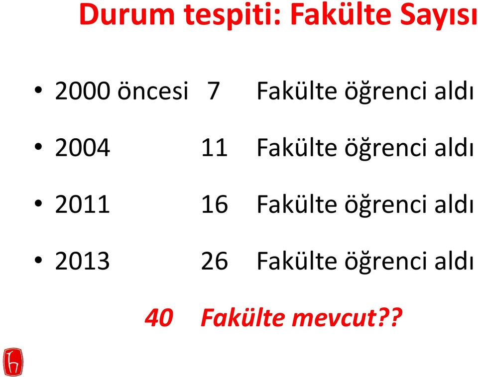 öğrenci aldı 2011 16 Fakülte öğrenci aldı