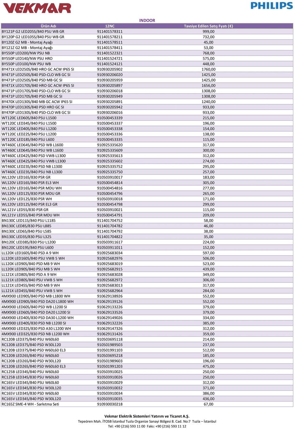 LED250S/840 HRO GC ACW IP65 SI 910930205902 1760,00 BY471P LED250S/840 PSD-CLO WB GC SI 910930206020 1425,00 BY471P LED250S/840 PSD MB GC SI 910930205959 1425,00 BY471X LED170S/840 HRO GC ACW IP65 SI