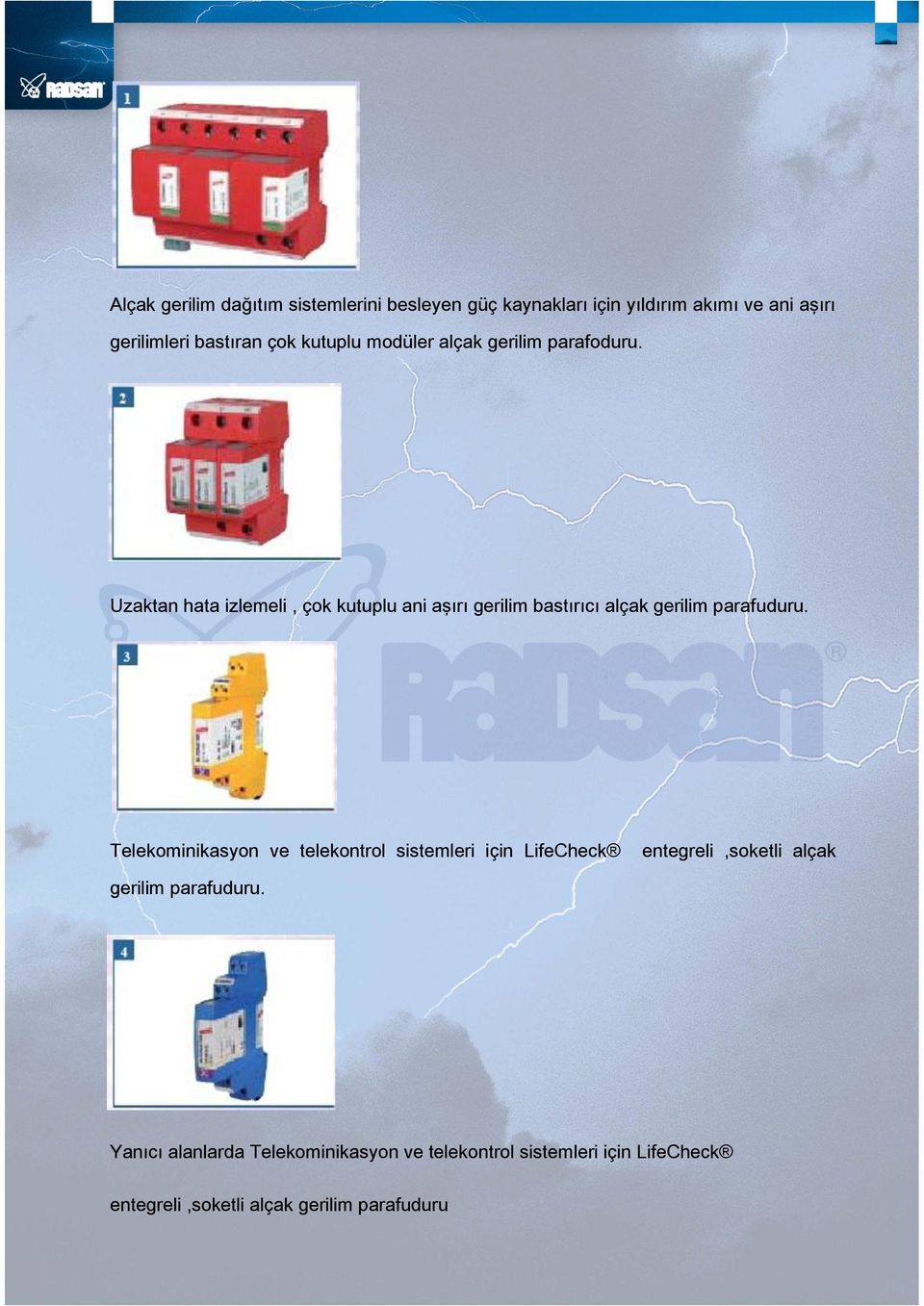 Uzaktan hata izlemeli, çok kutuplu ani aşırı gerilim bastırıcı alçak gerilim parafuduru.