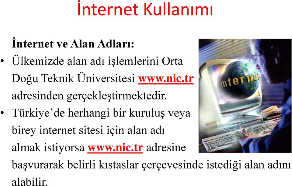 Türkiye de herhangi bir kuruluş veya birey internet sitesi için alan adı