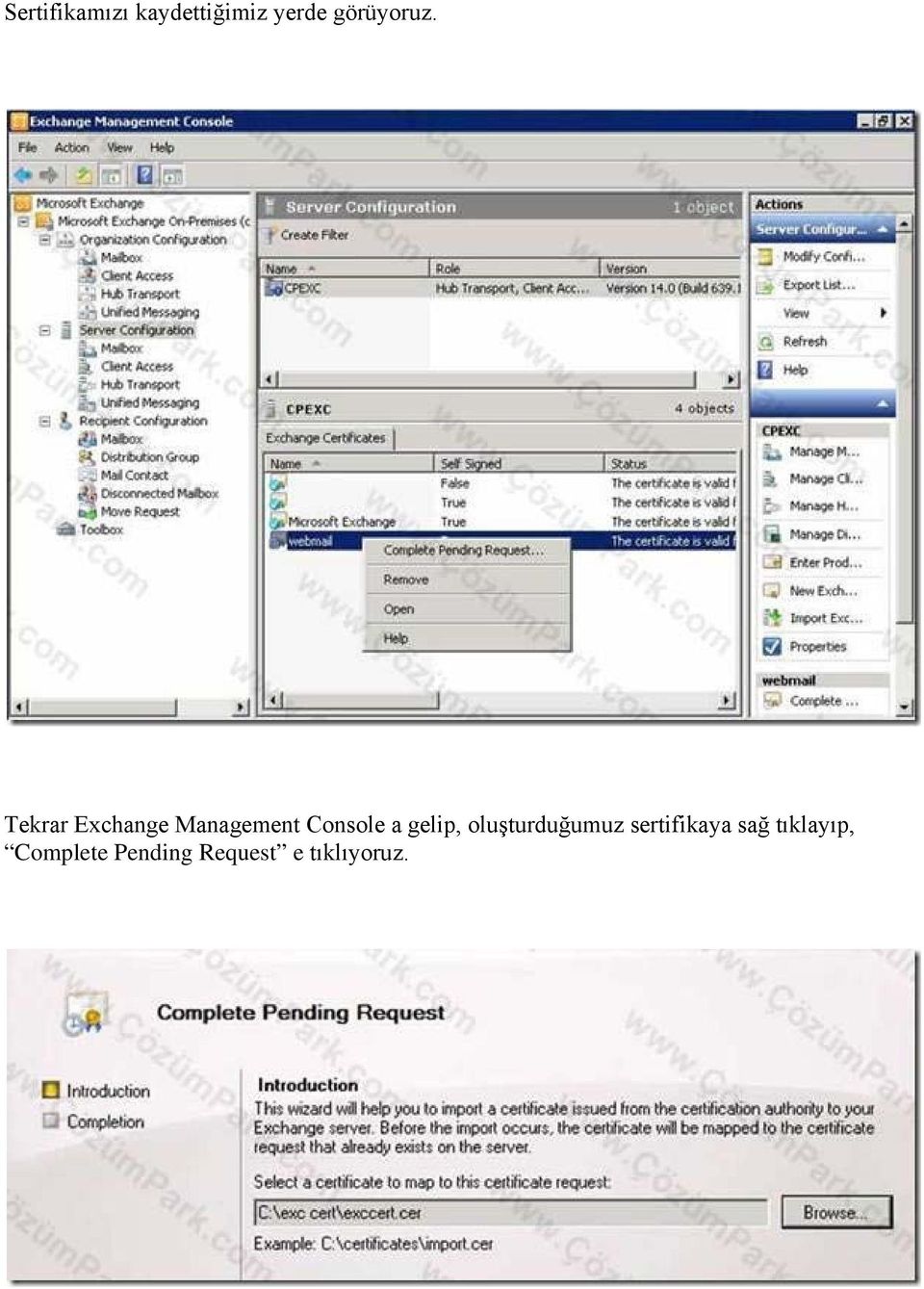 Tekrar Exchange Management Console a