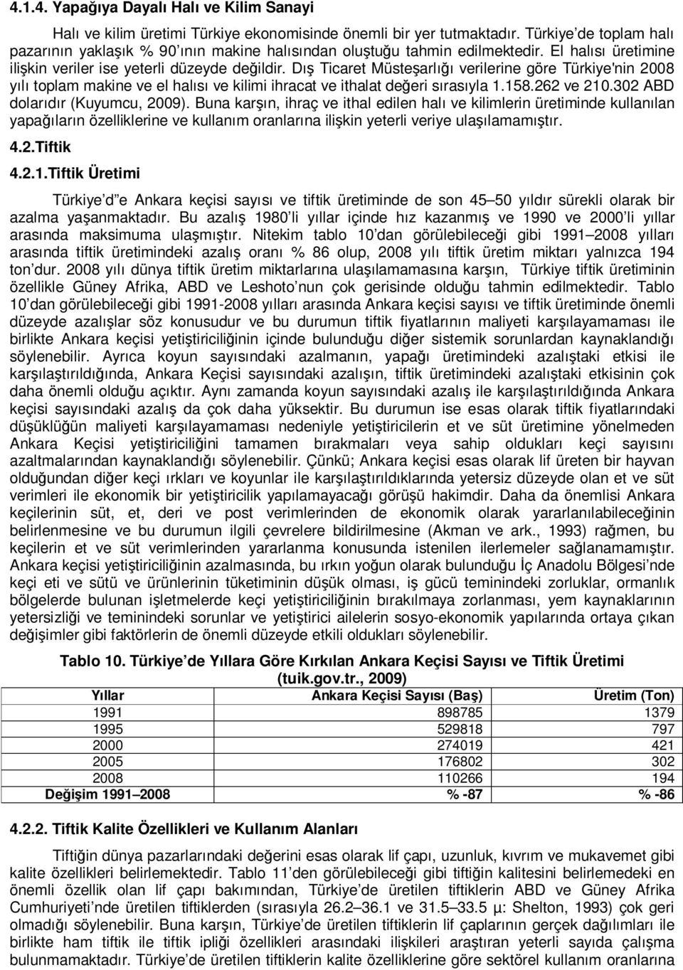 Dış Ticaret Müsteşarlığı verilerine göre Türkiye'nin 2008 yılı toplam makine ve el halısı ve kilimi ihracat ve ithalat değeri sırasıyla 1.158.262 ve 210.302 ABD dolarıdır (Kuyumcu, 2009).