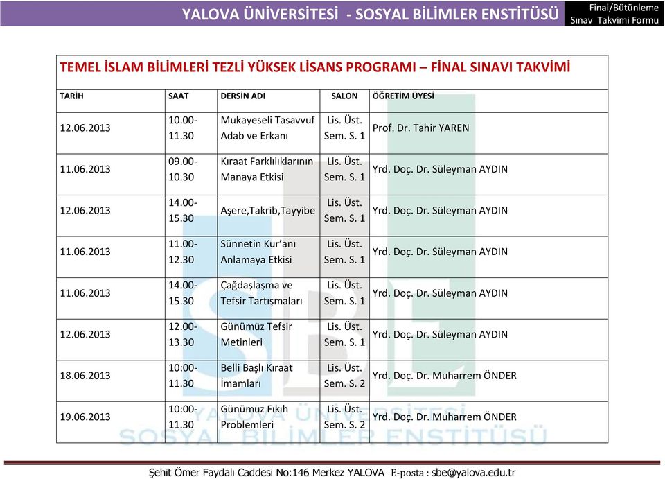 Tahir YAREN Kıraat Farklılıklarının Manaya Etkisi Aşere,Takrib,Tayyibe 11.00-12.