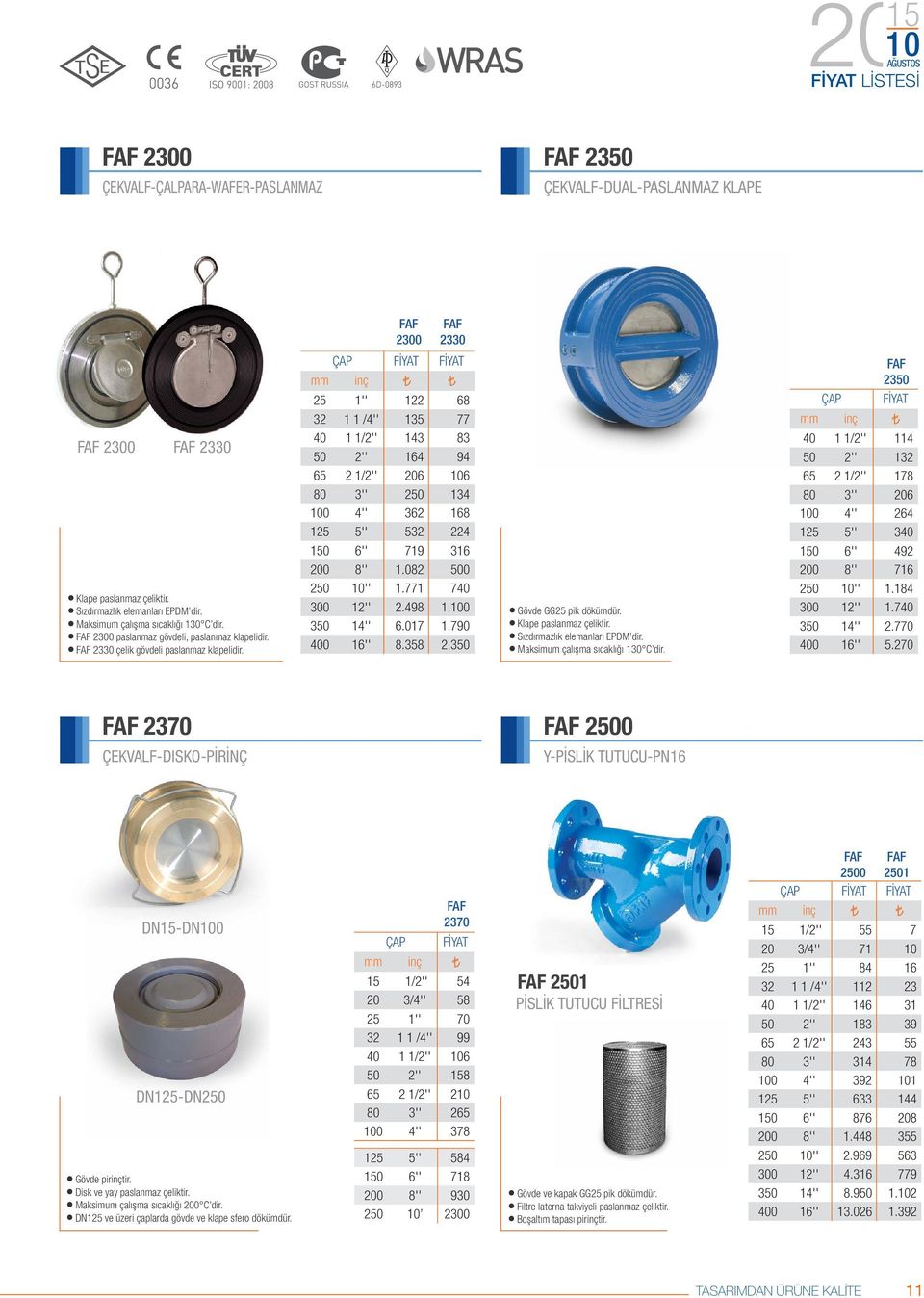 2300 2330 25 1'' 122 68 32 1 1 /4'' 135 77 40 1 1/2'' 143 83 50 2'' 164 94 65 2 1/2'' 206 106 80 3'' 250 134 100 4'' 362 168 125 5'' 532 224 150 6'' 719 316 200 8'' 1.082 500 250 10'' 1.