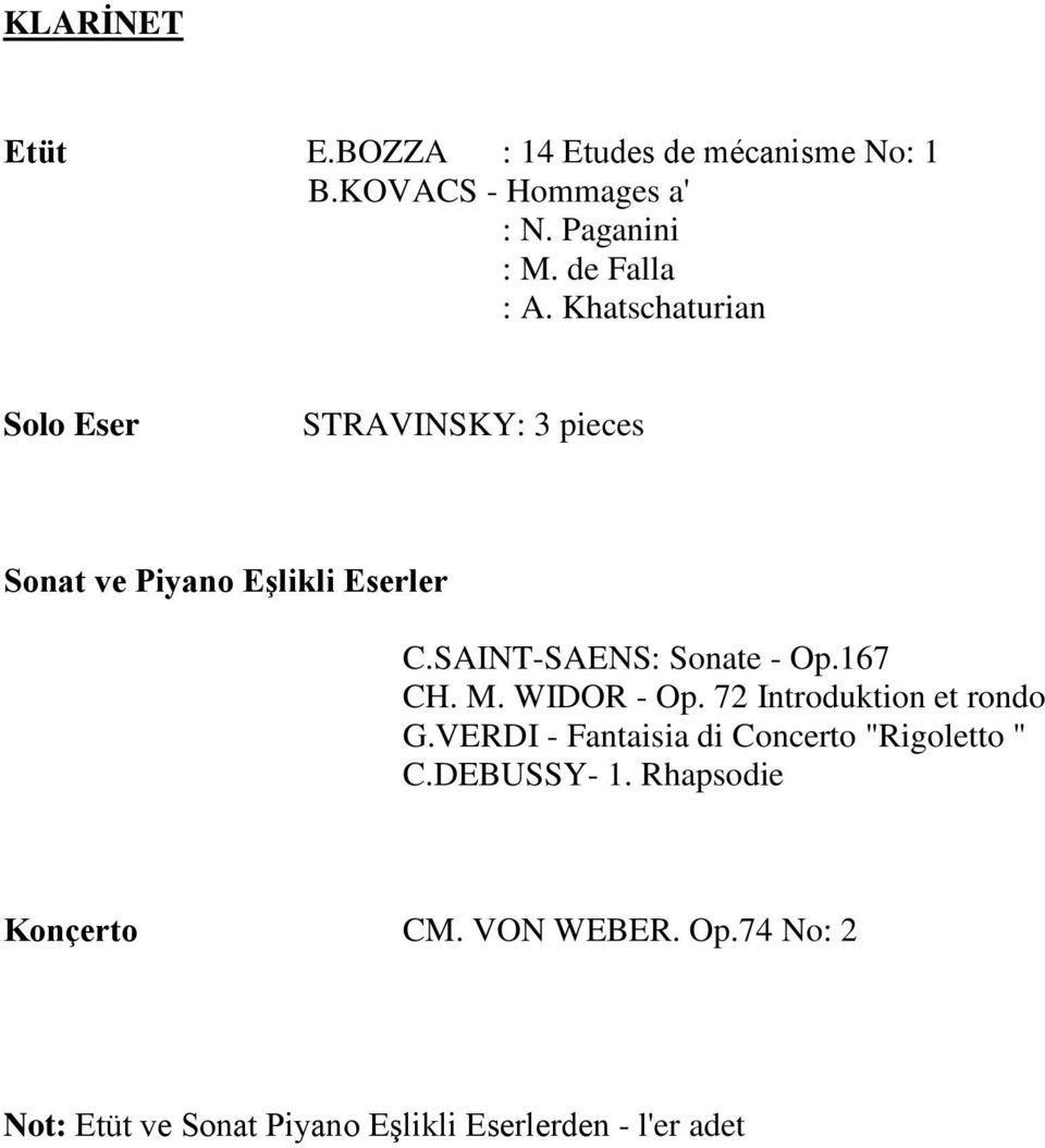 SAINT-SAENS: Sonate - Op.167 CH. M. WIDOR - Op. 72 Introduktion et rondo G.