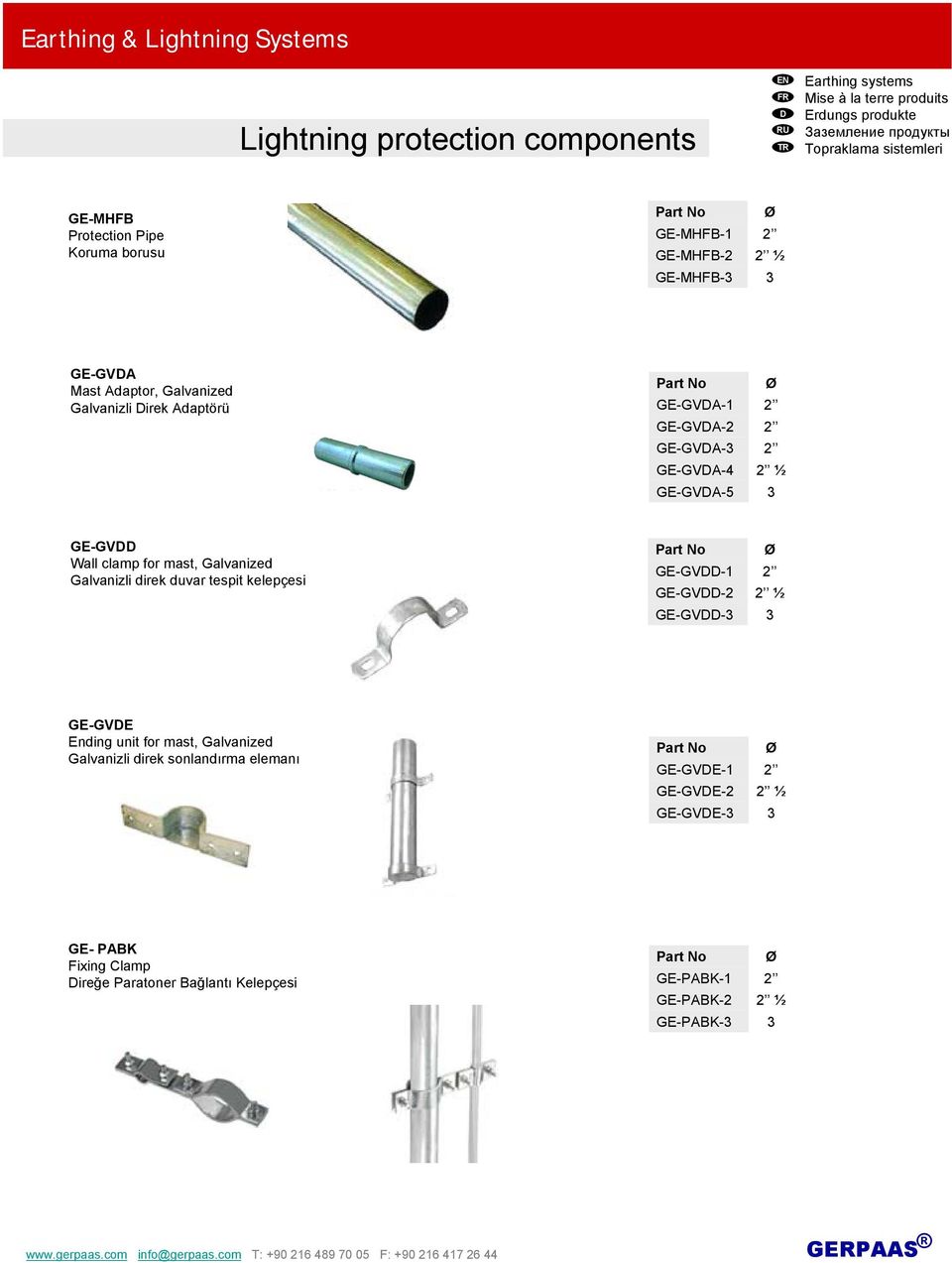 kelepçesi GE-GV-1 GE-GV- GE-GV- ½ GE-GVE Ending unit for mast, Galvanized Galvanizli direk sonlandırma elemanı GE-GVE-1 GE-GVE- GE-GVE- ½