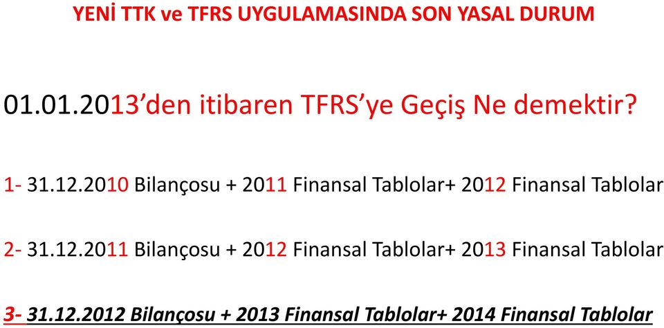 2010 Bilançosu + 2011 Finansal Tablolar+ 2012 