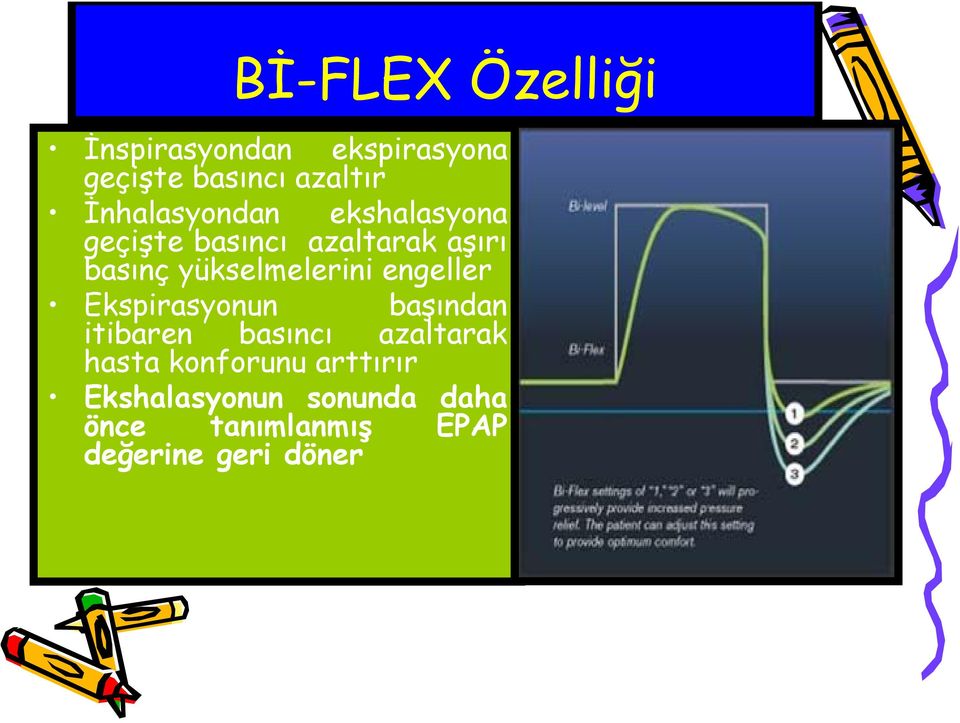 yükselmelerini engeller Ekspirasyonun başından itibaren basıncı azaltarak