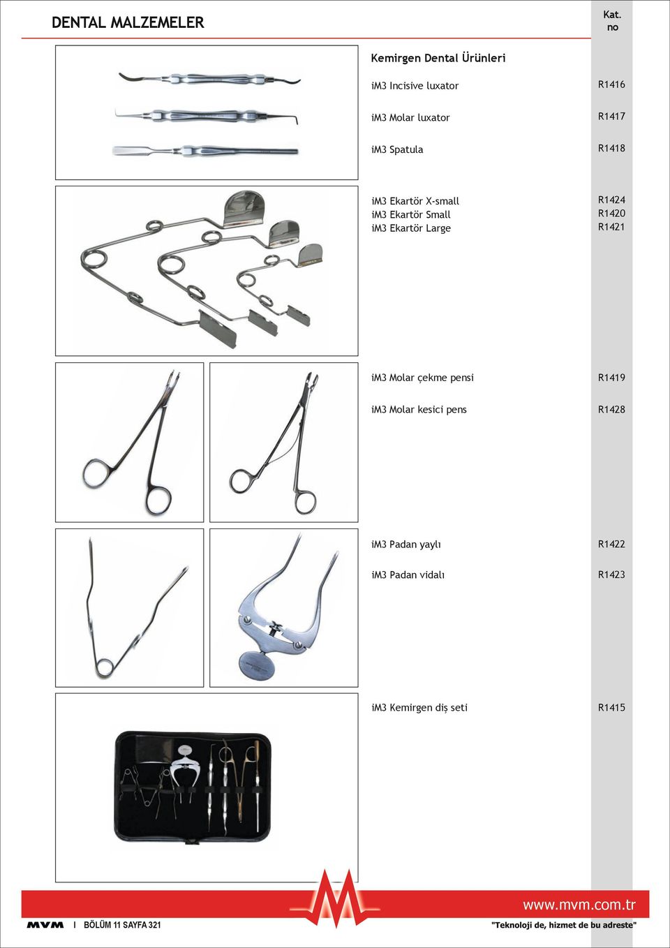 R1424 R1420 R1421 Molar çekme pensi R1419 Molar kesici pens