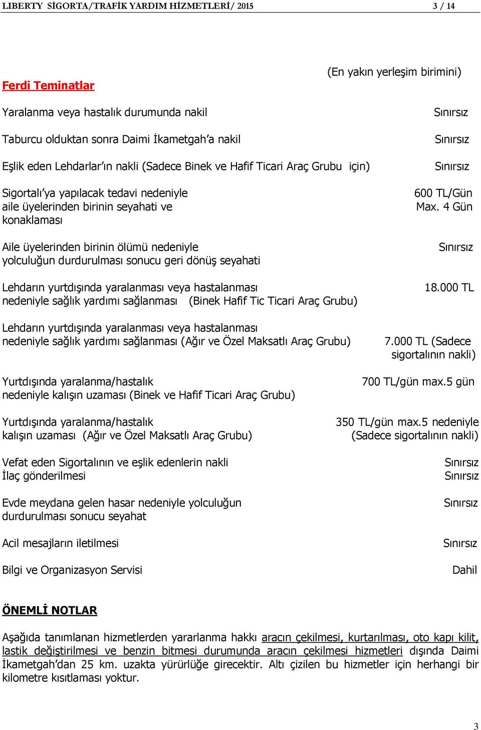 yolculuğun durdurulması sonucu geri dönüş seyahati Lehdarın yurtdışında yaralanması veya hastalanması nedeniyle sağlık yardımı sağlanması (Binek Hafif Tic Ticari Araç Grubu) Lehdarın yurtdışında