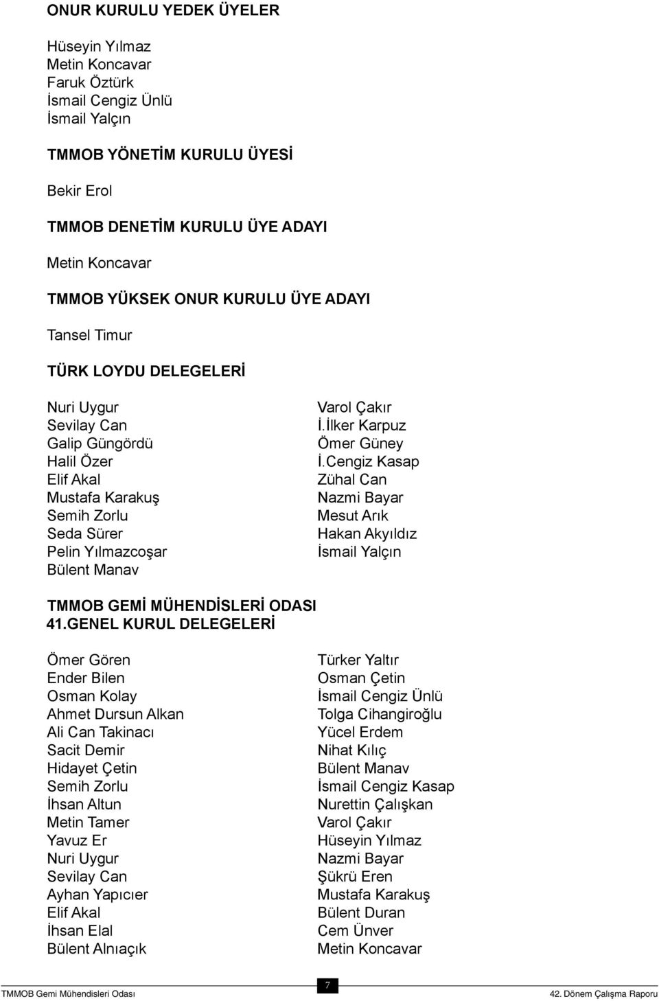 İlker Karpuz Ömer Güney İ.Cengiz Kasap Zühal Can Nazmi Bayar Mesut Arık Hakan Akyıldız İsmail Yalçın TMMOB GEMİ MÜHENDİSLERİ ODASI 41.