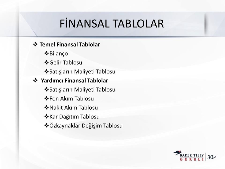 Tablolar Satışların Maliyeti Tablosu Fon Akım Tablosu