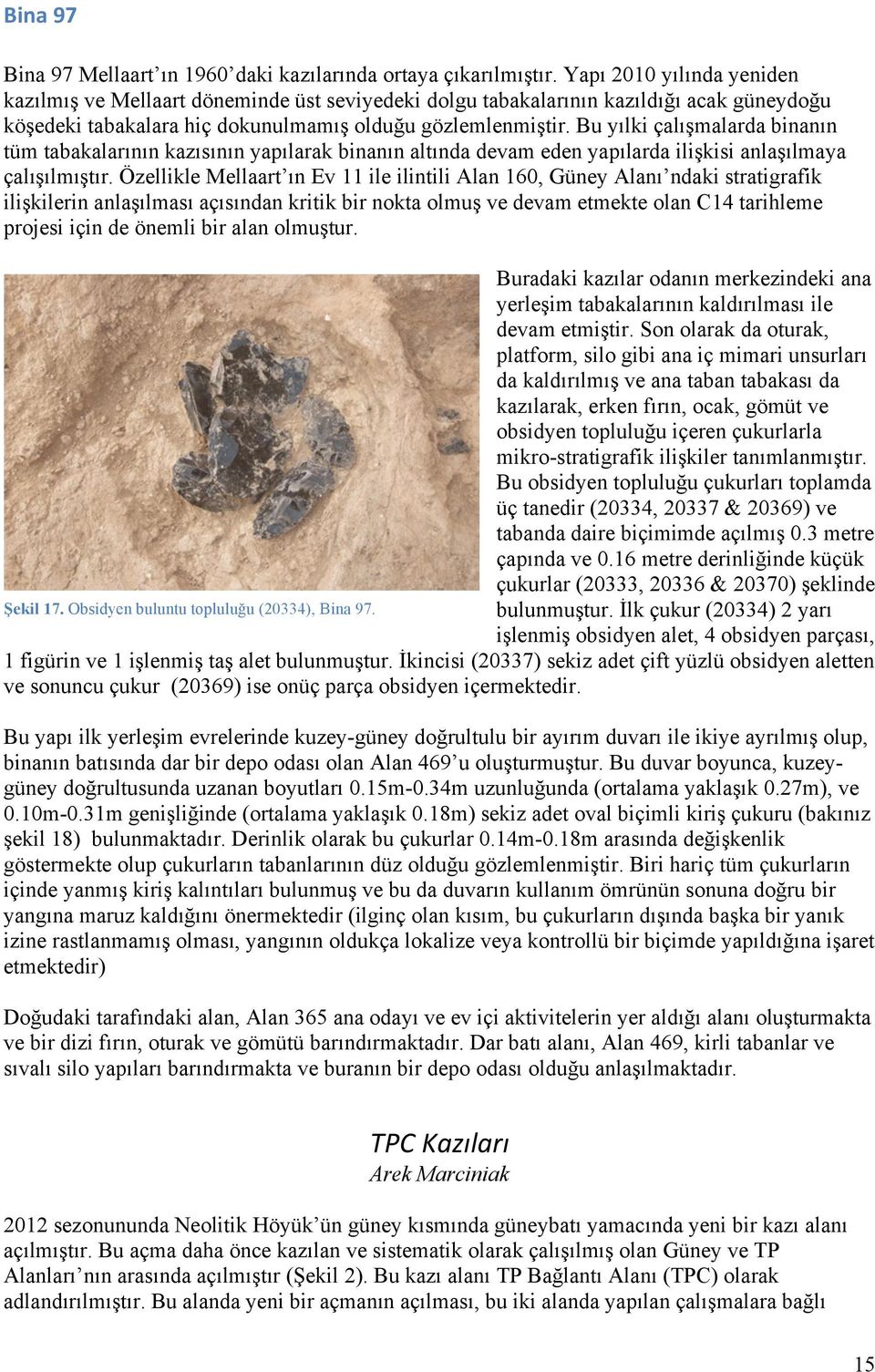 Bu yılki çalışmalarda binanın tüm tabakalarının kazısının yapılarak binanın altında devam eden yapılarda ilişkisi anlaşılmaya çalışılmıştır.