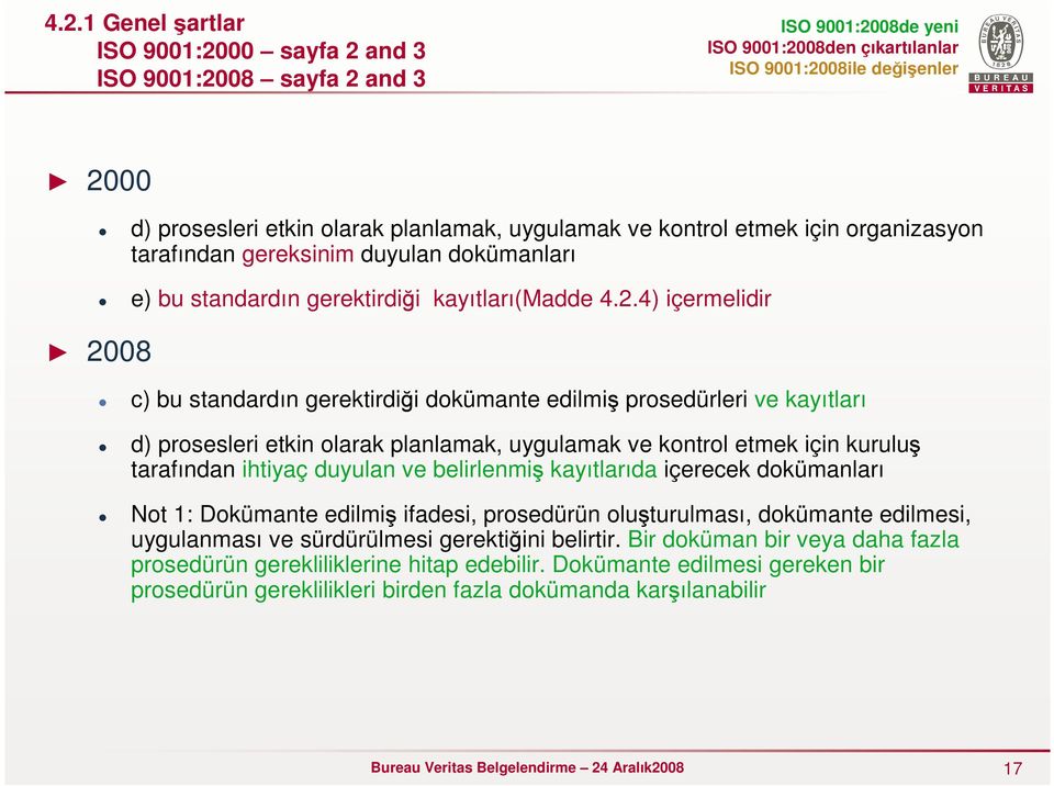 4) içermelidir c) bu standardın gerektirdiği dokümante edilmiş prosedürleri ve kayıtları d) prosesleri etkin olarak planlamak, uygulamak ve kontrol etmek için kuruluş tarafından ihtiyaç duyulan ve