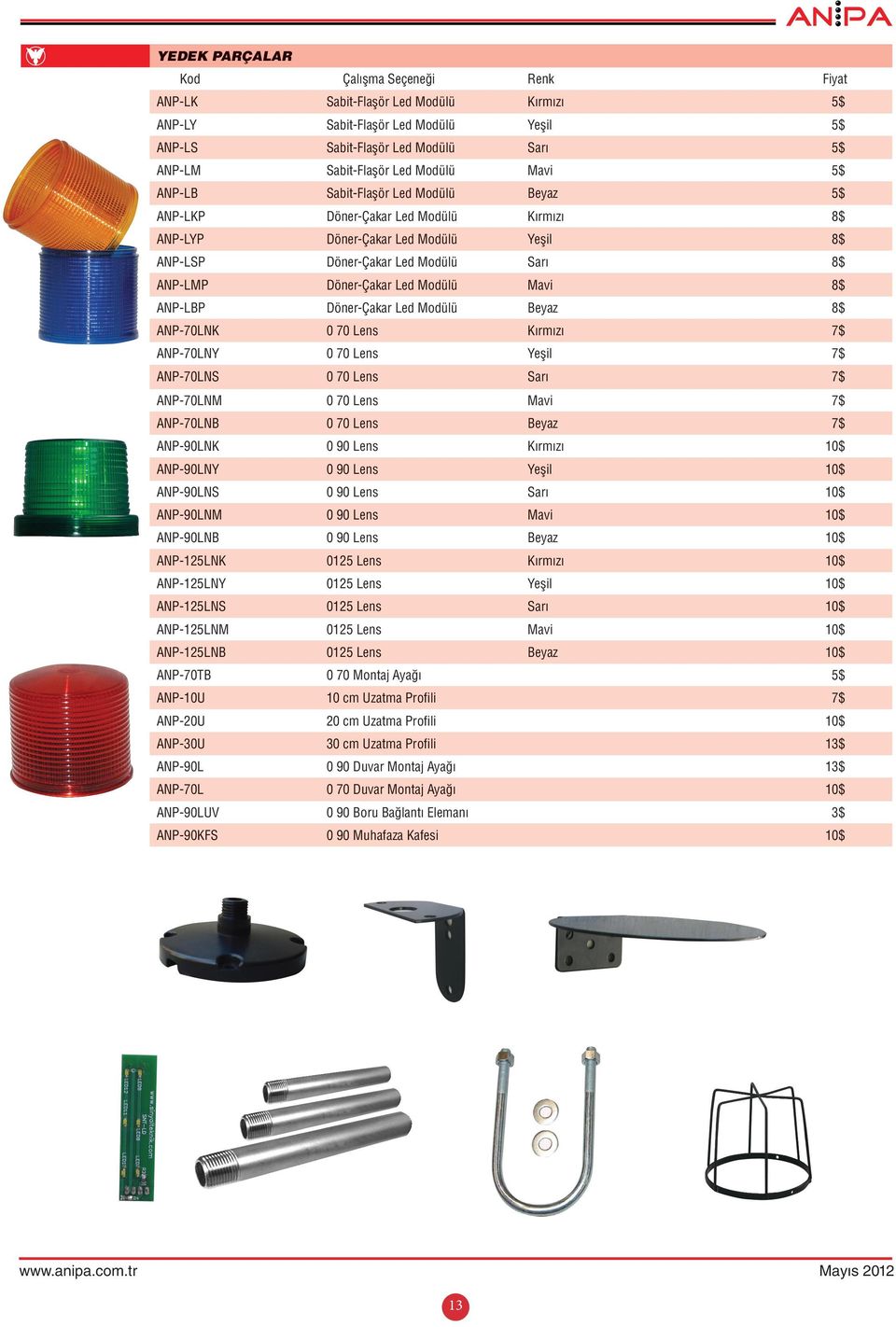 Mavi 8$ ANP-LBP Döner-Çakar Led Modülü Beyaz 8$ ANP-70LNK 0 70 Lens Kırmızı 7$ ANP-70LNY 0 70 Lens Yeşil 7$ ANP-70LNS 0 70 Lens Sarı 7$ ANP-70LNM 0 70 Lens Mavi 7$ ANP-70LNB 0 70 Lens Beyaz 7$